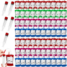 80 Packs Halloween Blood IV Bags for Drinks, Reusable Juice Container Pouch