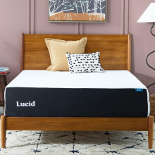 LUCID 14 Inch Gel Memory Foam Mattress, Plush, Fiberglass Free, Queen Size