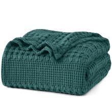 PHF Lightweight 100% Cotton Waffle Blanket for Bed, Twin XL, Teal