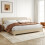 Allewie King Size Upholstered Bed Frame Adjustable Headboard, Beige 3