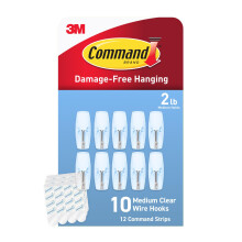Command Clear Medium Wire Toggle Hooks, 20 Hooks and 24 Strips, Holds Up to 2 lb Each, Damage-Free Hanging for Stockings, Ornaments, Garland, Keys, Ho