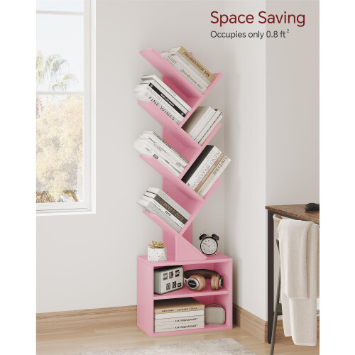 SUNMORY 6 Tier Tree Bookshelf, Tall Small Bookcase with Storage Cabinet 1