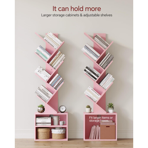 SUNMORY 6 Tier Tree Bookshelf, Tall Small Bookcase with Storage Cabinet 2