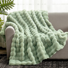 Cozy Bliss Bubble Faux Fur Throw Blanket for Couch, Sage Green, 50"x60"