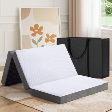 MASVIS Trifold Mattress, 6 Inch Memory Foam Foldable Mattress with Washable Cover, Tri-Folding Floor Bed for Camping, Queen