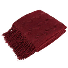 PAVILIA Maroon Red Knit Throw Blanket, Soft Knitted Farmhouse, 60x80