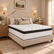 IXBVY King Size 12 Inch Hybrid Mattress in a Box, Memory Foam & Individual Pocket Springs, Medium Plush Feel, Motion Isolation & Pressure Relief