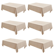 Fitable 6 Pack Beige Faux Linen Tablecloths Rectangle 60x84 Inch