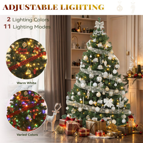 YITAHOME 6ft Prelit Green Artificial Hinged Christmas Tree with Remote 2