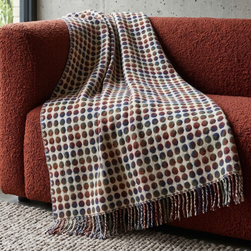 Homescapes Pure Handmade 100% Wool Bohemia Bed & Sofa Throw Blanket, Multi 1