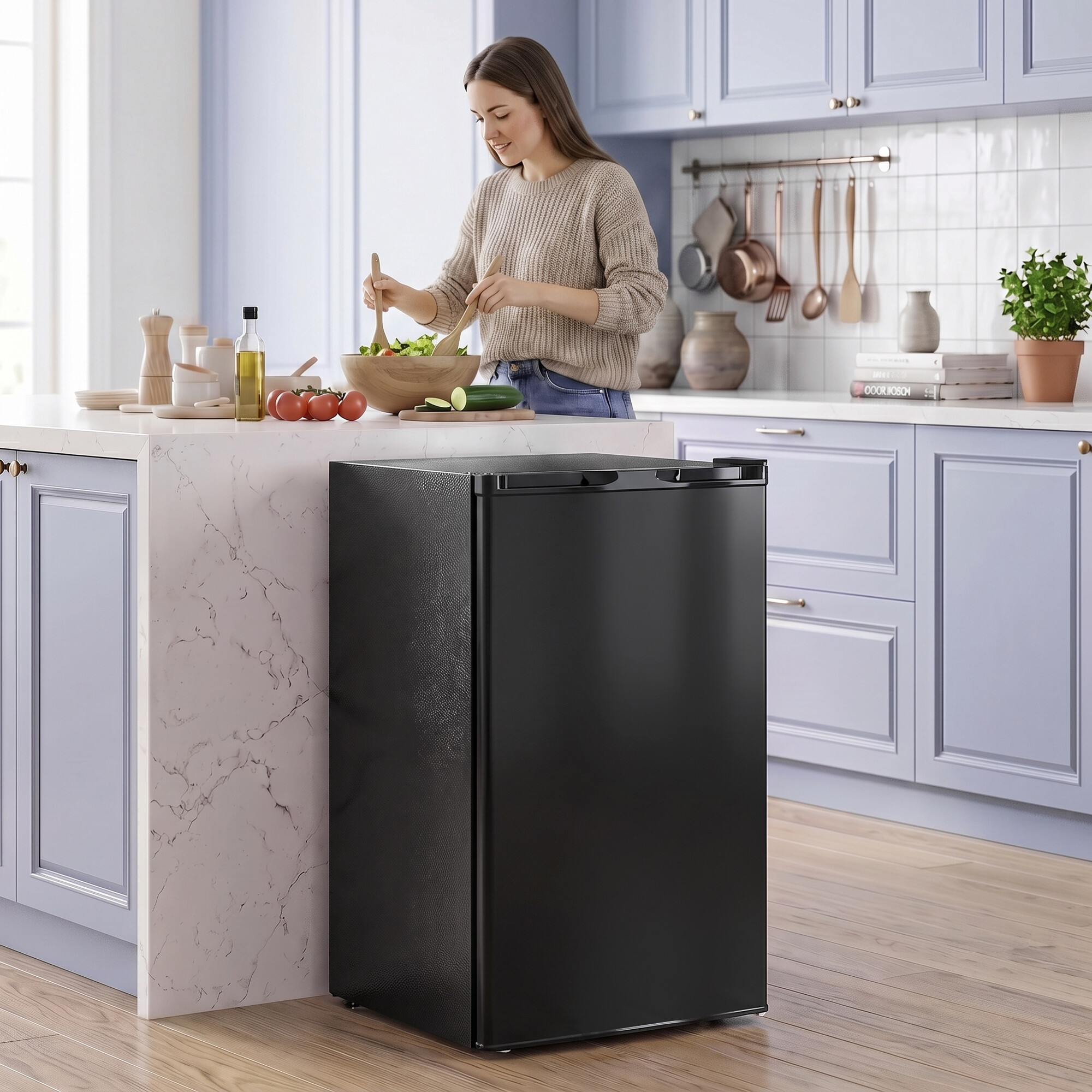 HOMCOM 85L Mini Freezer Countertop, Compact Upright Freezer, Black on OnBuy