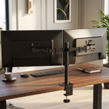 HOMCOM Dual Monitor Stand for 2 Screens up to 32", Height Adjustable, Black