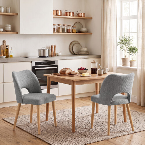 Homcom (Grey) HOMCOM Dining Chairs Set of 2 Curved Open Back 1