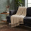 Homescapes Pure Handmade 100% Wool Textured Stripe Bed & Sofa Throw Blanket, Beige 3