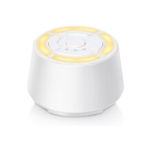 Hvit støymaskin for baby, 16 lyder, nattlys, timer, USB-C, 50 timers minne