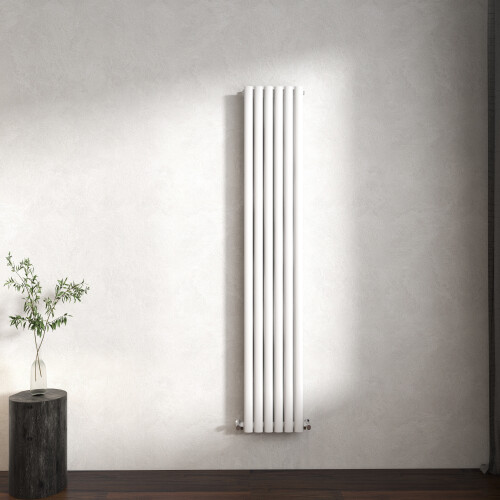 (Gloss White, Oval Column 1600x354mm Double Panel) Horizontal Vertical Designer Radiator Oval Column Central Heating