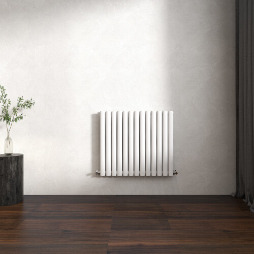 (Gloss White, Oval Column 600x767mm Double Panel) Horizontal Vertical Designer Radiator Oval Column Central Heating