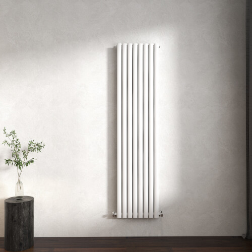 (Gloss White, Oval Column 1600x472mm Double Panel) Horizontal Vertical Designer Radiator Oval Column Central Heating