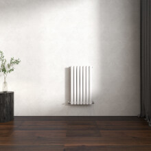 (Gloss White, Oval Column 600x413mm Double Panel) Horizontal Vertical Designer Radiator Oval Column Central Heating