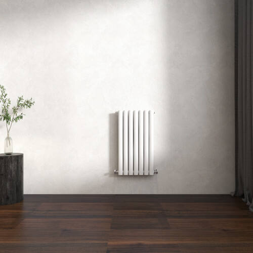 (Gloss White, Oval Column 600x413mm Double Panel) Horizontal Vertical Designer Radiator Oval Column Central Heating