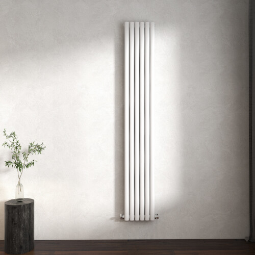 (Gloss White, Oval Column 1800x354mm Double Panel) Horizontal Vertical Designer Radiator Oval Column Central Heating