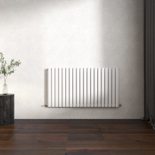 (Gloss White, Oval Column 600x1180mm Single Panel) Horizontal Vertical Designer Radiator Oval Column Central Heating