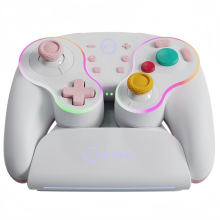 (White) Manette sans fil Switch rétro pour Nintendo Switch PC with Charging Dock, RGB Turbo