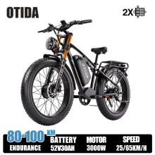 OTIDA X2 elektrische terreinfiets, zwart, dubbele motor 3000W, 52V30Ah, hydraulische remmen