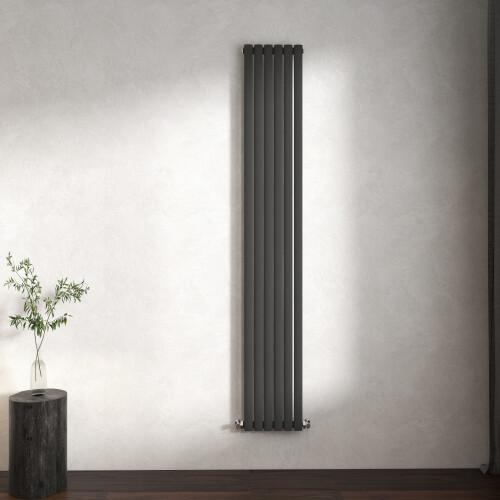 (Gloss White, Oval Column 1800x354mm Single Panel) Horizontal Vertical Designer Radiator Oval Column Central Heating