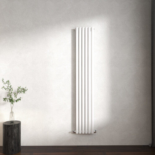 (Gloss White, Oval Column 1600x354mm Single Panel) Horizontal Vertical Designer Radiator Oval Column Central Heating