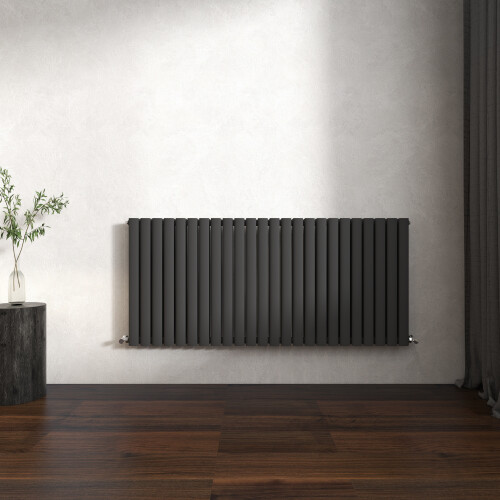 (Anthracite, Oval Column 600x1416mm Double Panel) Horizontal Vertical Designer Radiator Oval Column Central Heating