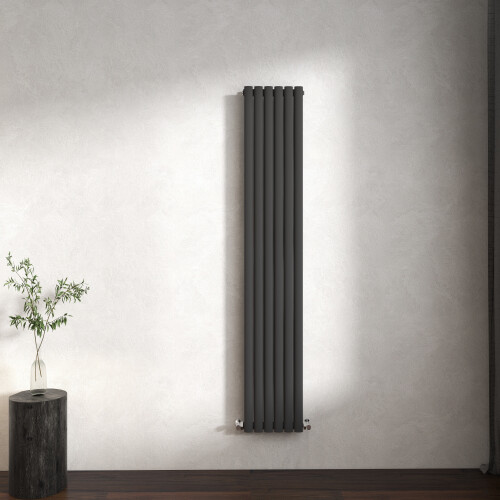 (Anthracite, Oval Column 1600x354mm Double Panel) Horizontal Vertical Designer Radiator Oval Column Central Heating