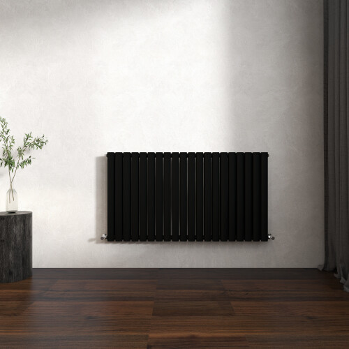 (Black, Oval Column 600x1180mm Double Panel) Horizontal Vertical Designer Radiator Oval Column Central Heating