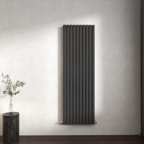 (Anthracite, Oval Column 1600x590mm Double Panel) Horizontal Vertical Designer Radiator Oval Column Central Heating