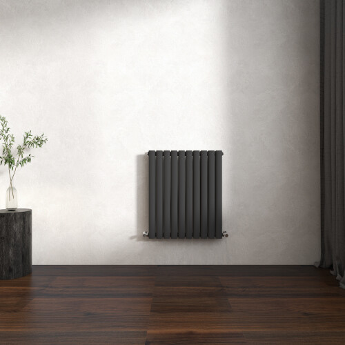 (Anthracite, Oval Column 600x590mm Double Panel) Horizontal Vertical Designer Radiator Oval Column Central Heating