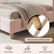 (Pink) Roomfitters 90x190cm Single Bed Frame Channel Headboard Side Safety Rail Storage Pocket Wooden Legs Slats Bedroom Furniture Unit