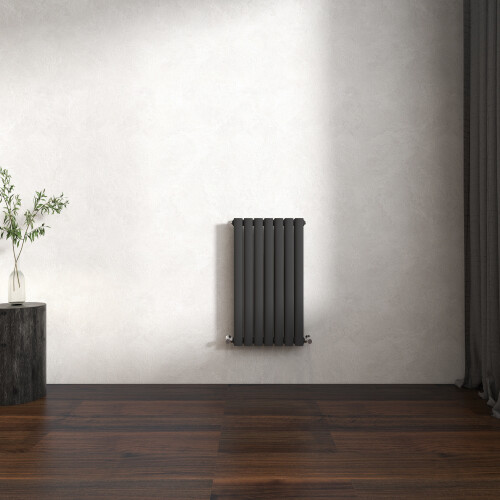 (Anthracite, Oval Column 600x413mm Double Panel) Horizontal Vertical Designer Radiator Oval Column Central Heating
