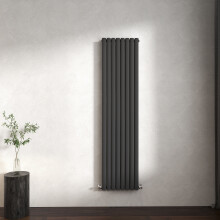 (Anthracite, Oval Column 1600x472mm Double Panel) Horizontal Vertical Designer Radiator Oval Column Central Heating