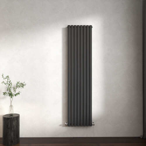 (Anthracite, Oval Column 1600x472mm Double Panel) Horizontal Vertical Designer Radiator Oval Column Central Heating