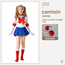 (blue, 130cm) Halloween Girls' Sailor Moon Cosplay Costume Dress - Water Ice Moon Warrior Kids Outfit