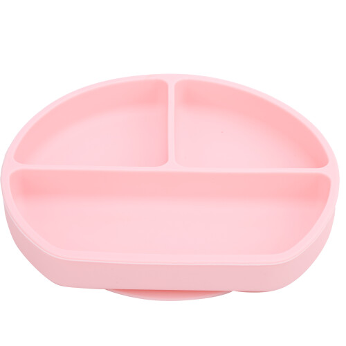 Babyteller Silikon mit Saugfuß Rosa 1