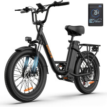Urlife E20 Elektrofahrrad, 7-Gang-Schaltung, 48V 13Ah Akku, 20x3 Zoll Fat Tires, schwarz