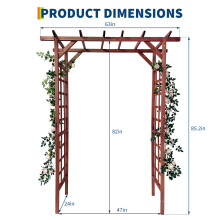 Tuinboog van hout, met dubbele trellis, platte bovenkant, voor klimplanten en tuin decoratie