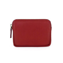 (red, 11*8*3cm) Women's Short Ruched Leather Wallet - Stylish Minimalist Multi-Functional Large Capacity Zip Purse
