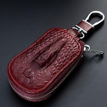 (red) Crocodile Leather Key Holder for Men - Multifunctional Car Key Pouch with Belt Clip, Creative Keychain Organizer