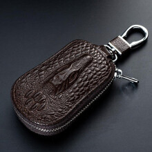 (coffee) Crocodile Leather Key Holder for Men - Multifunctional Car Key Pouch with Belt Clip, Creative Keychain Organizer