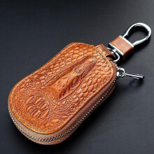 (yellow) Crocodile Leather Key Holder for Men - Multifunctional Car Key Pouch with Belt Clip, Creative Keychain Organizer