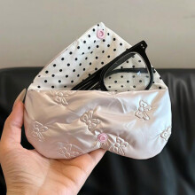 Heart Bow Glasses Case, Cute Portable Sunglasses Pouch, Anti-Pressure Multi-Functional Cosmetic Bag for Women