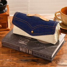 (Blue) Creative Denim Pencil Case Large Capacity Aesthetic Stationery Bag for Teen Girls