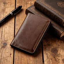 (Brown) Full Grain Leather Passport Holder Premium Genuine Leather Travel Document Organizer Case